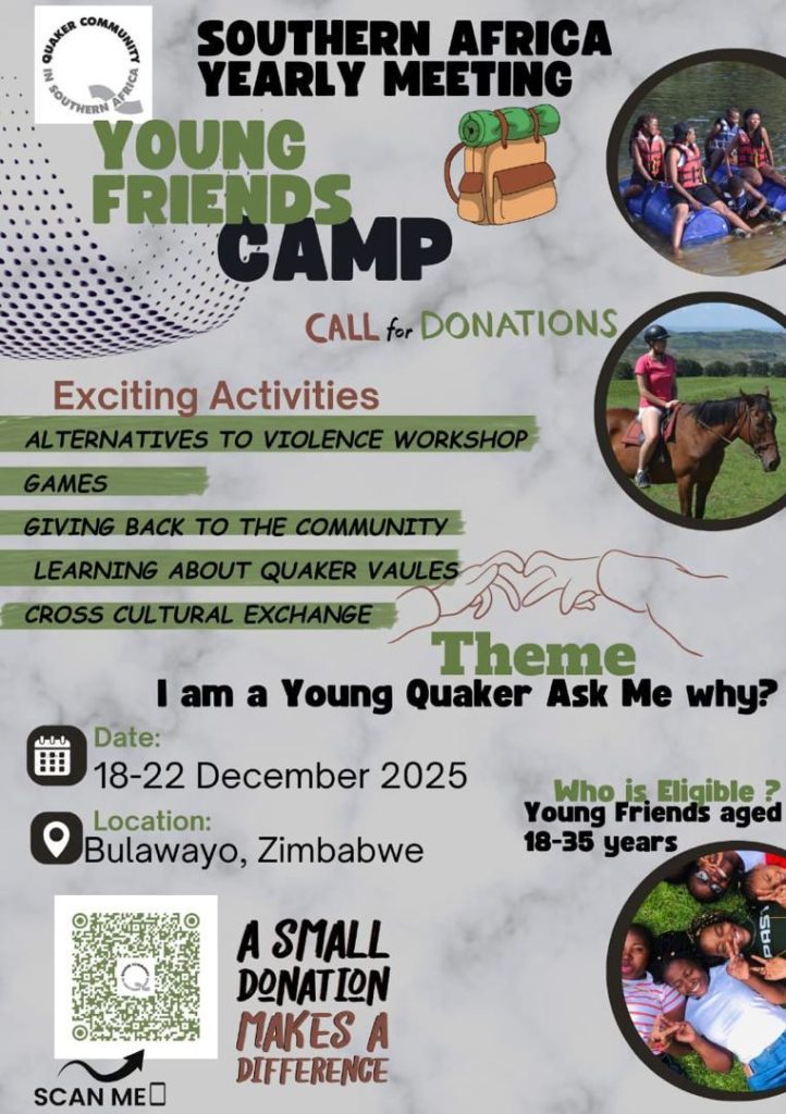 SAYM Young Friends are holding a camp in December 2025. Contact BQM for more details